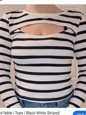2 for $15 sale: Wild fable black white long sleeve shirt cutout at chest - M